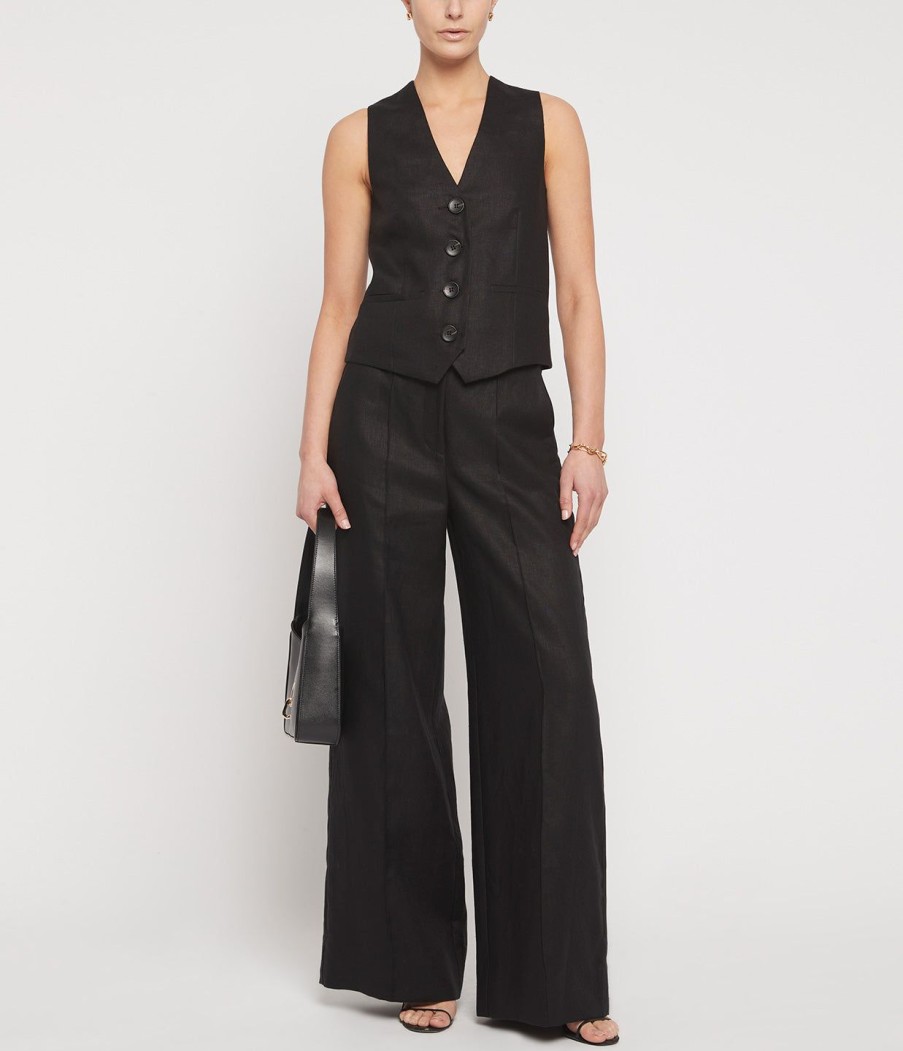 Clothing Friends with Frank | Wide Leg Linen Trouser In Black