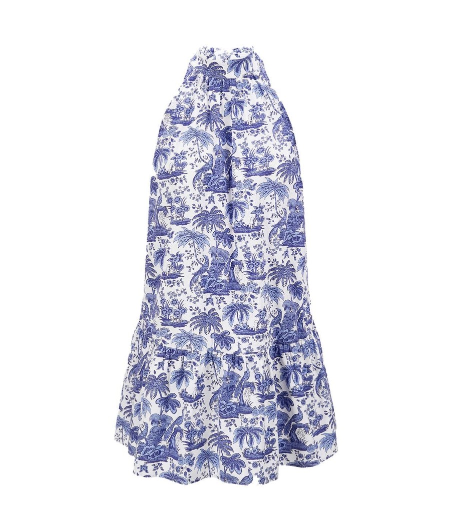 Clothing Staud | Marlowe Mini Dress In Blue Toile