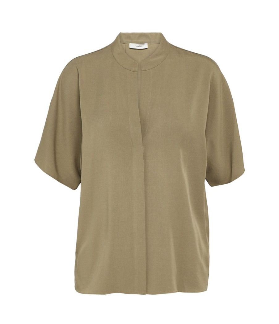 Clothing Vince | Dolman Band Collar Shirt In Artichoke