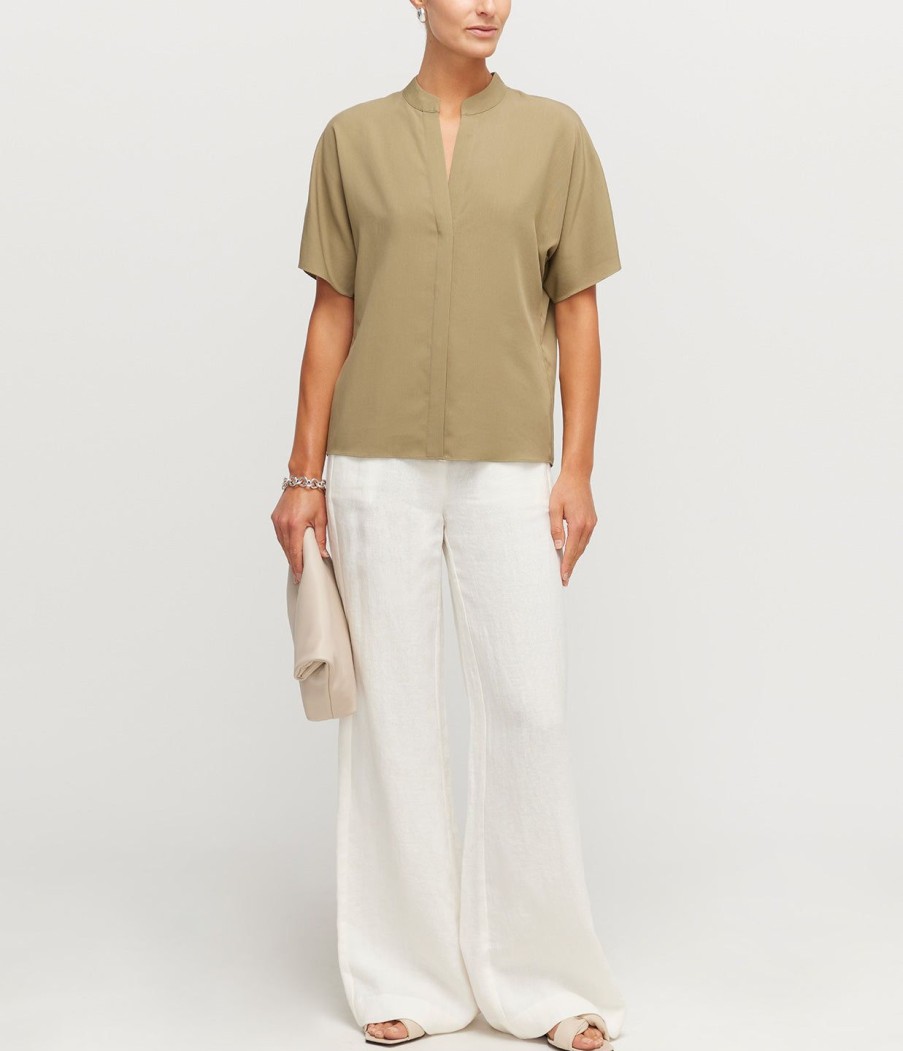 Clothing Vince | Dolman Band Collar Shirt In Artichoke