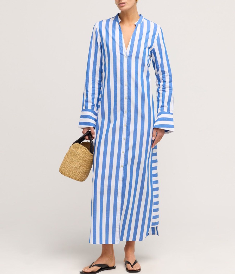 Clothing Bird and Knoll | Jude Shirt Dress In Aegean Stripe