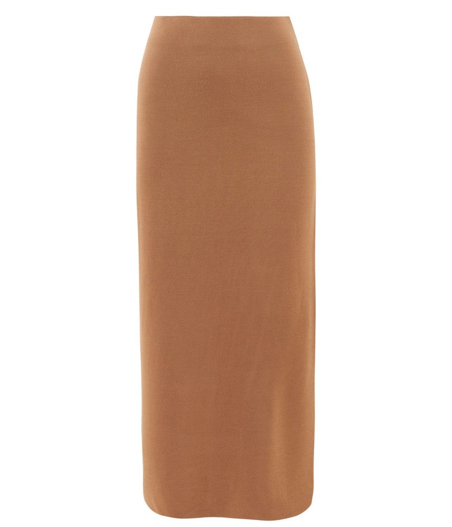 Clothing Vince | Ribbed Knit Skirt In Chestnut