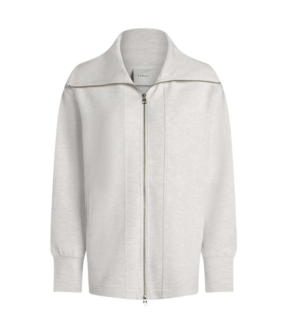 Clothing Varley | Raleigh Zip Through Jacket In Ivory Marle