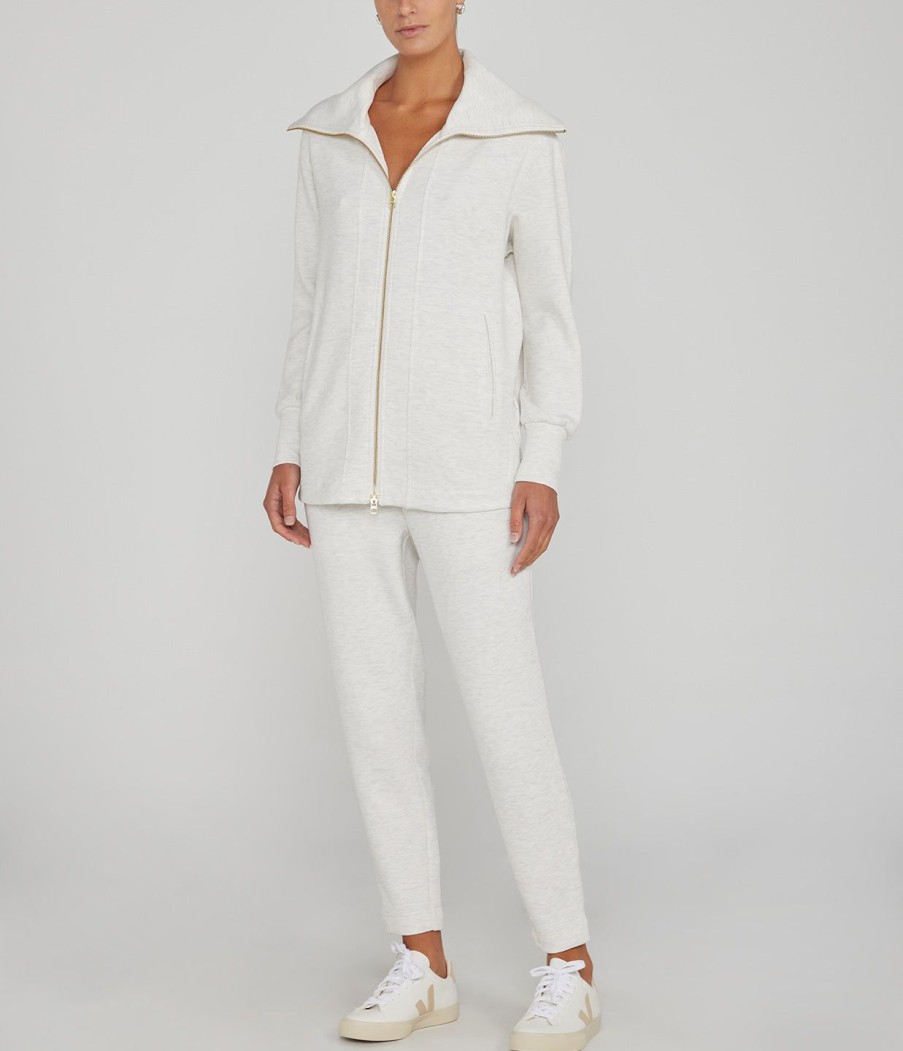 Clothing Varley | Raleigh Zip Through Jacket In Ivory Marle