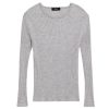 Clothing Theory | Slim Rib Long Sleeve Top In Frosted Heather Grey