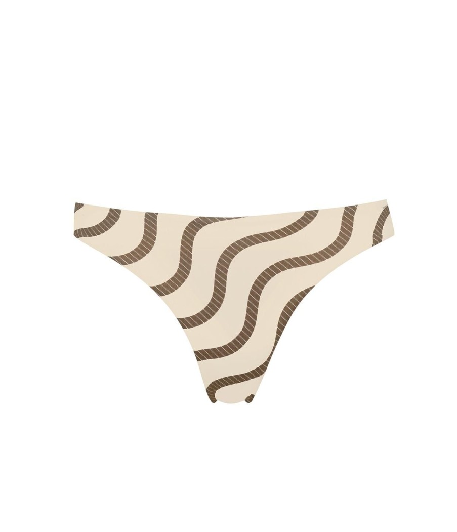 Clothing Yaitte | Nevis Brief In Sand And Tofu Wave Stripe