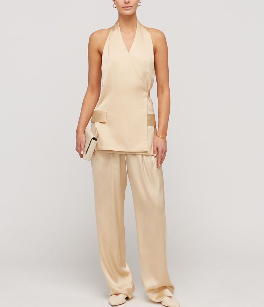 Clothing Esse Studios | Lumiere Crepe Satin Trouser In Golden Citrine