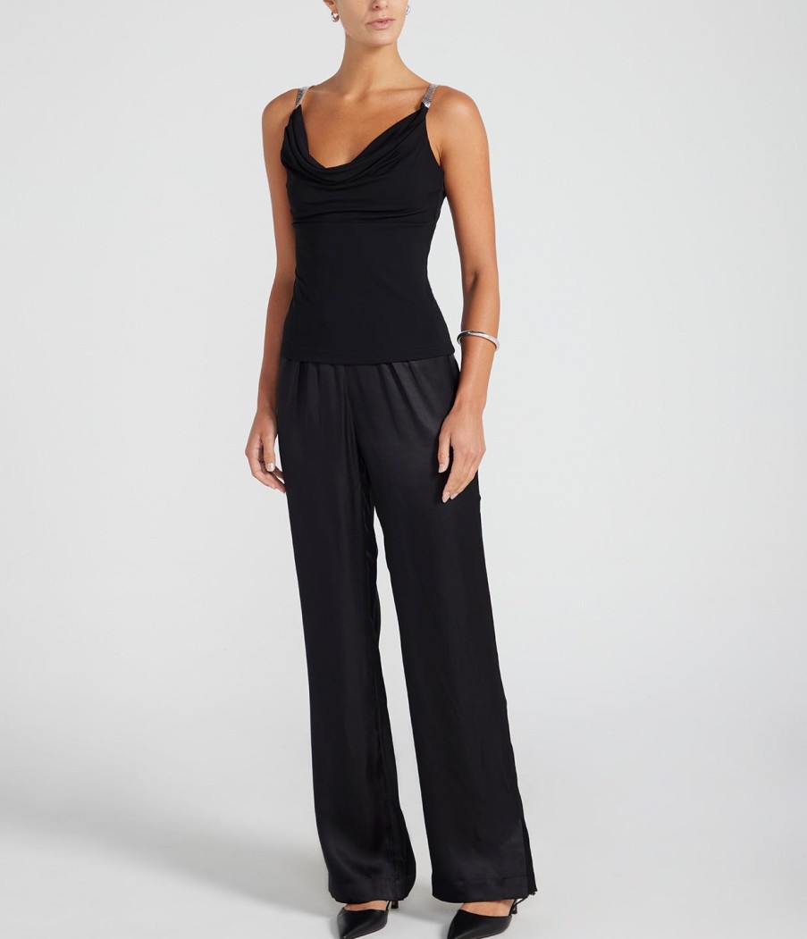 Clothing Michael Lo Sordo | Drape Sleeveless Camisole Top In Black