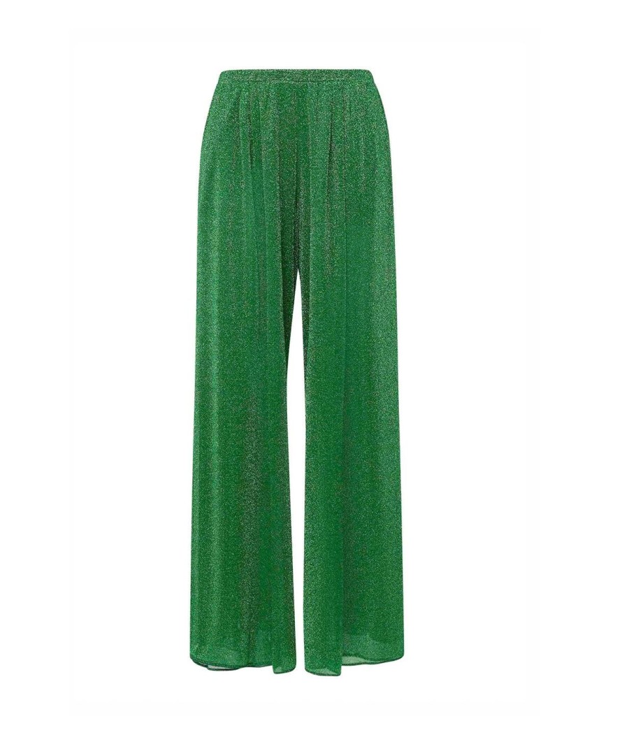 Clothing Oseree | Lumiere Wide Leg Pants In Emerald Green