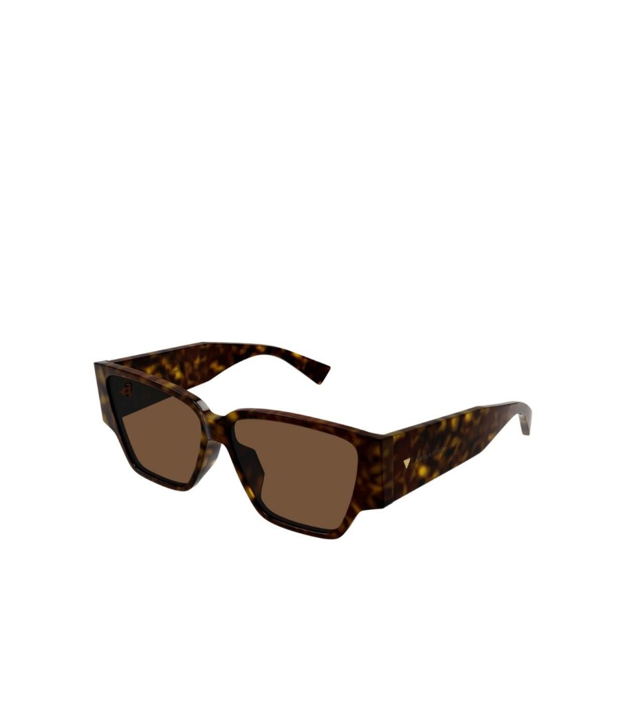 Accessories Bottega Veneta | Wide Rectangle Frame Sunglasses In Havana And Brown