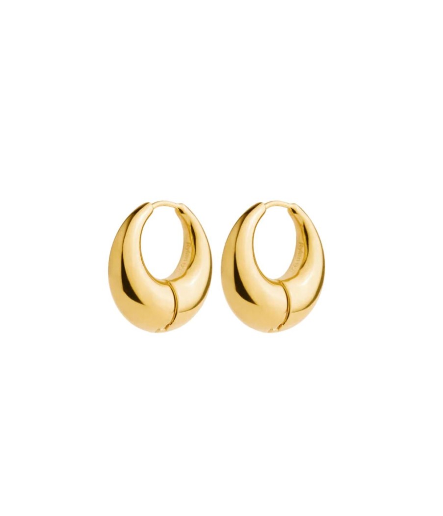 Accessories Rylan | Smooth Moon Hoop Earrings In Gold