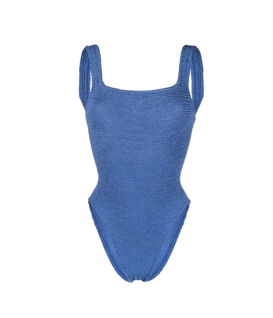 Clothing Hunza G | Square Neck Swim In Metallic Denim