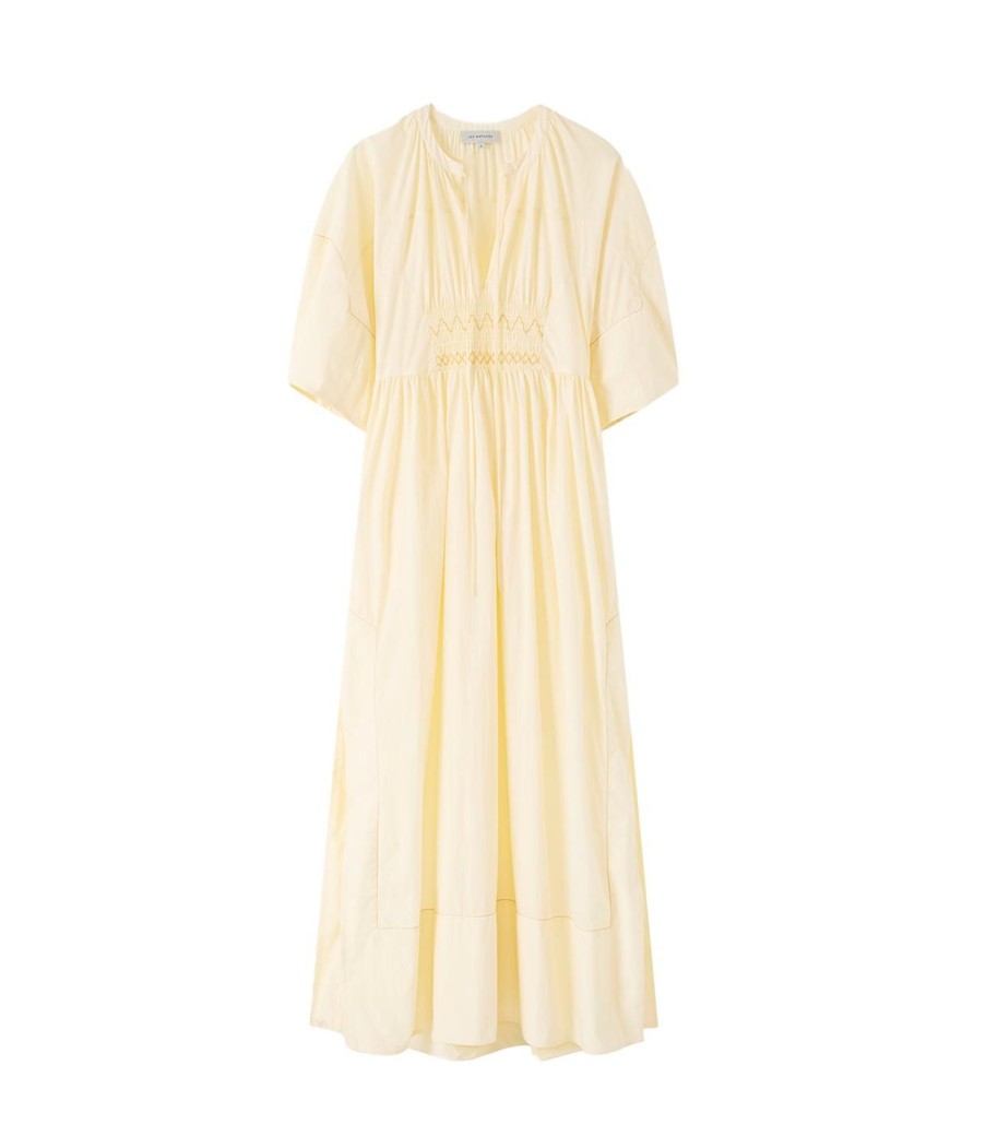 Clothing Lee Mathews | Capri Ruched Dress In Butter