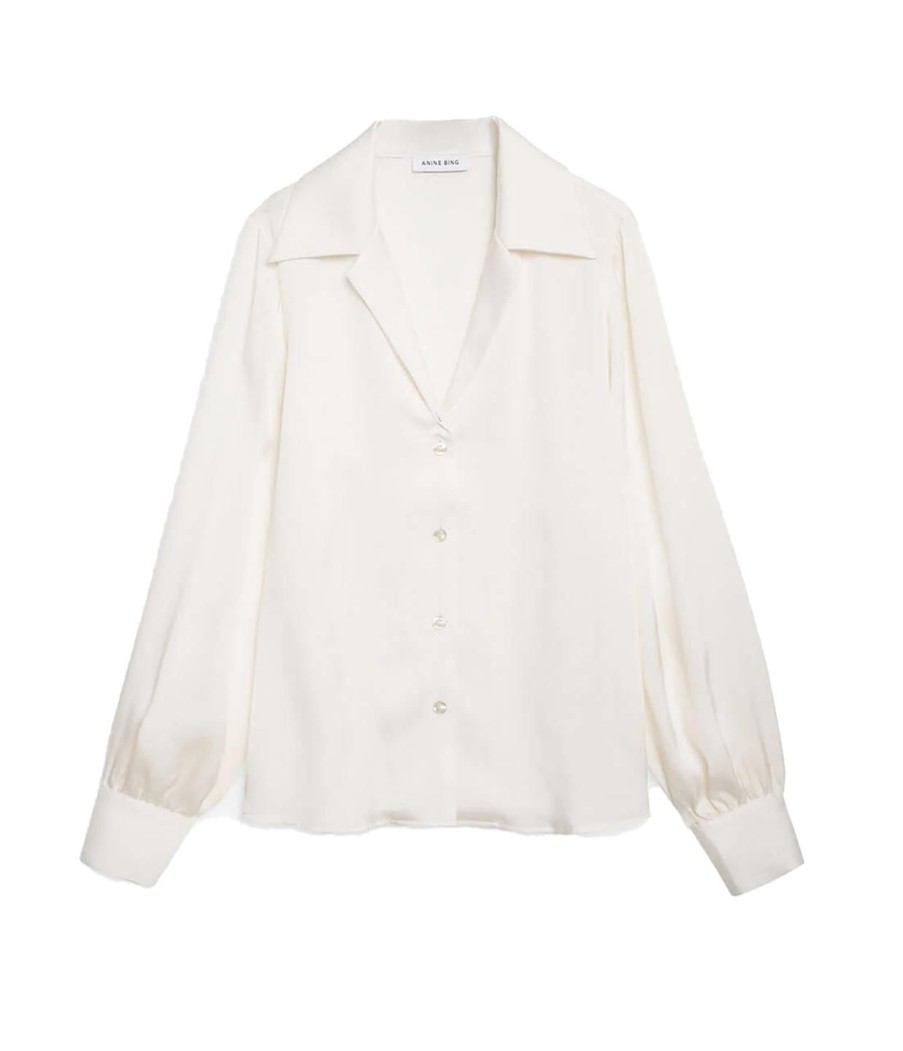 Clothing Anine Bing | Mylah Long Sleeve Shirt In Pearl