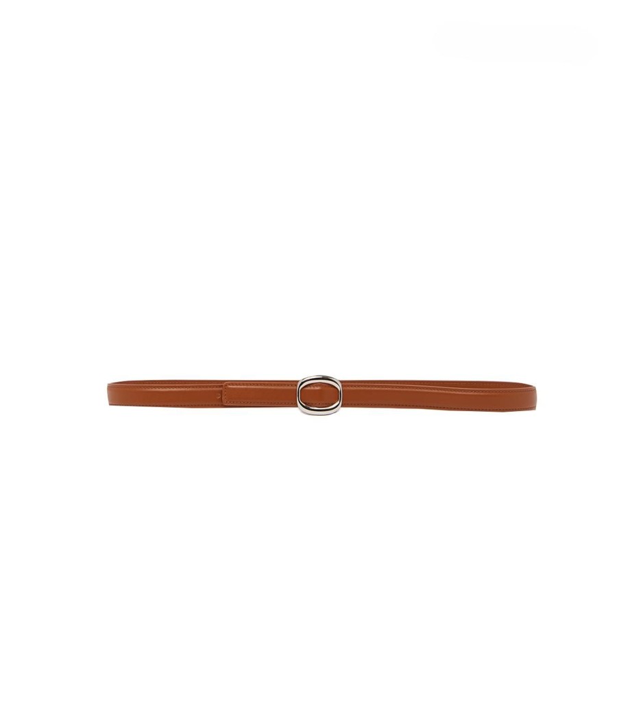 Accessories Refine | Lauren Leather Belt In Tan And Silver