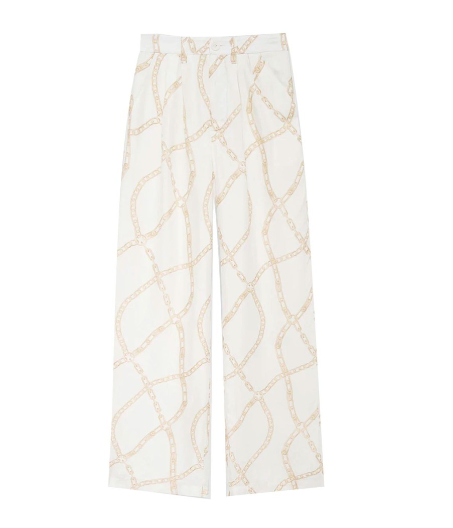 Clothing Anine Bing | Carrie Wide Leg Curo Pant In Cream And Tan Link