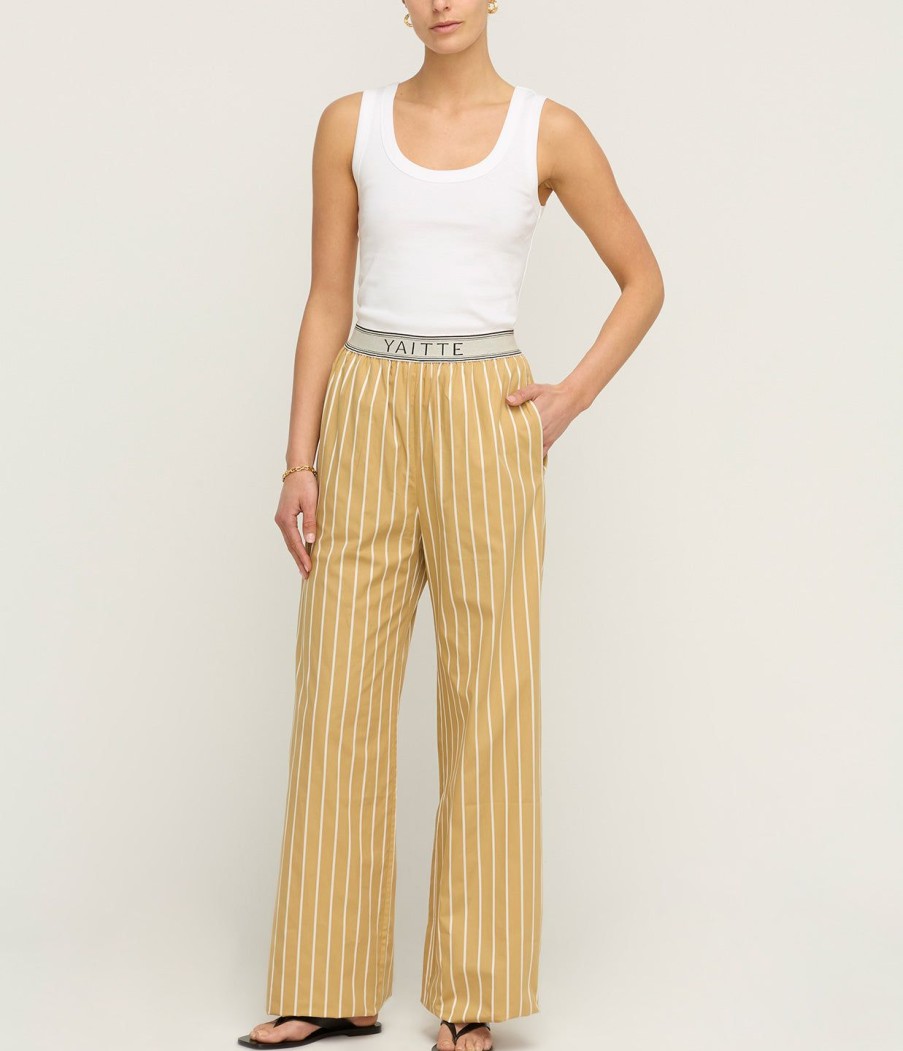 Clothing Yaitte | Tulum Striped Trouser In Mustard