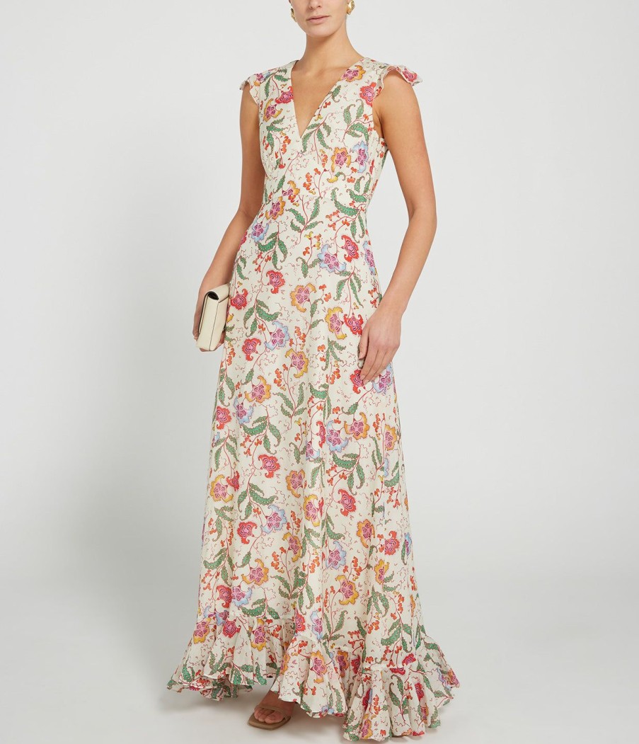 Clothing Saloni | Emma Maxi Dress In Delemare Blanc