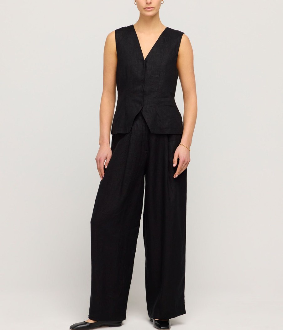 Clothing Posse | Wyatt Linen Trouser In Black