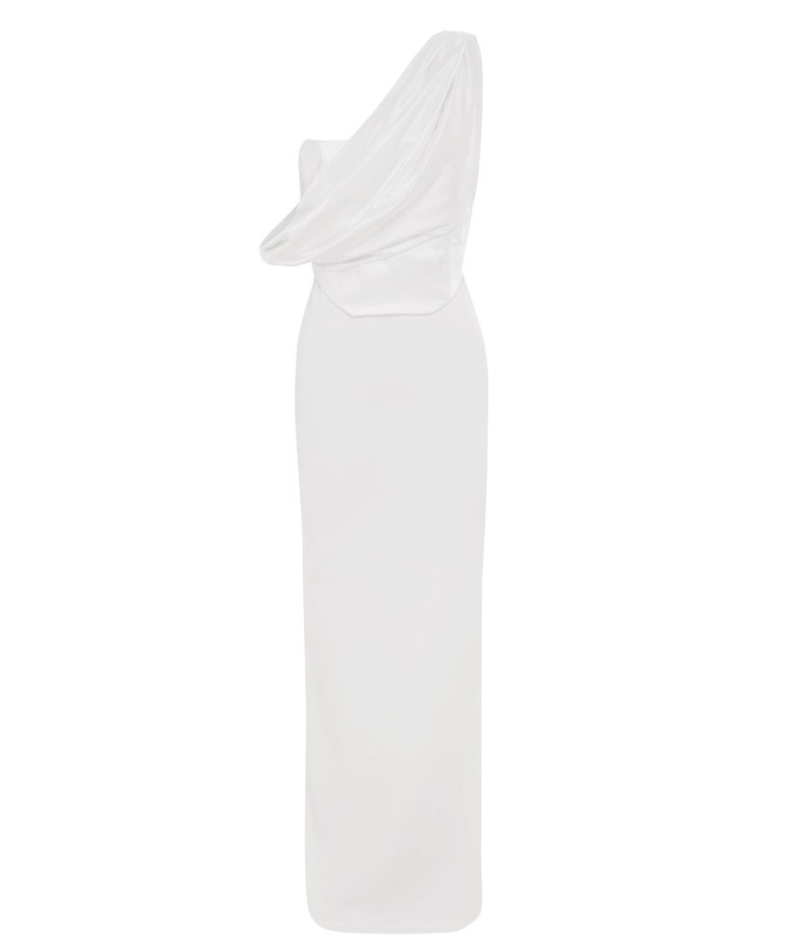 Clothing Solace London | Kara Knit Satin Maxi Dress In Cream