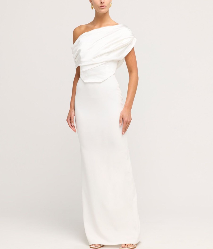 Clothing Solace London | Kara Knit Satin Maxi Dress In Cream