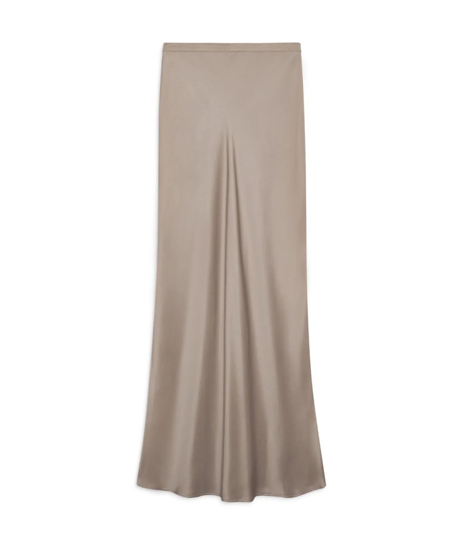 Clothing Anine Bing | Bar Silk Maxi Skirt In Taupe