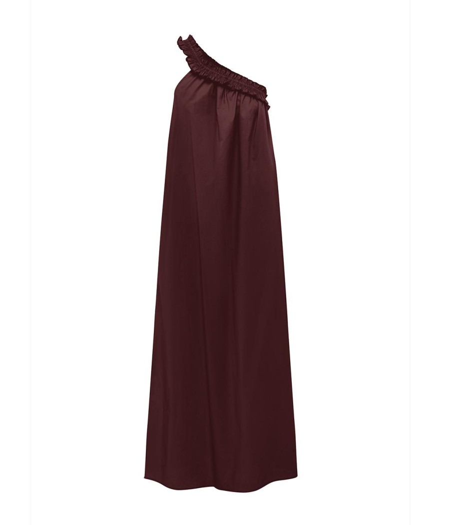 Clothing Bird and Knoll | Donatella One Shoulder Maxi In Dark Chocolate