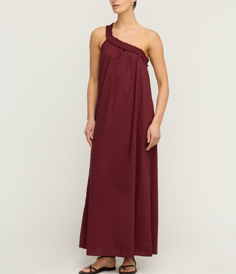 Clothing Bird and Knoll | Donatella One Shoulder Maxi In Dark Chocolate