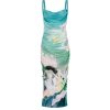 Clothing LEO LIN | Rachel Cowl Neck Slip Dress In Seagrass Neptune Print