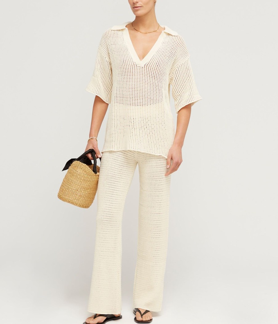 Clothing Zulu & Zephyr | Cotton Crochet Shirt In Milk