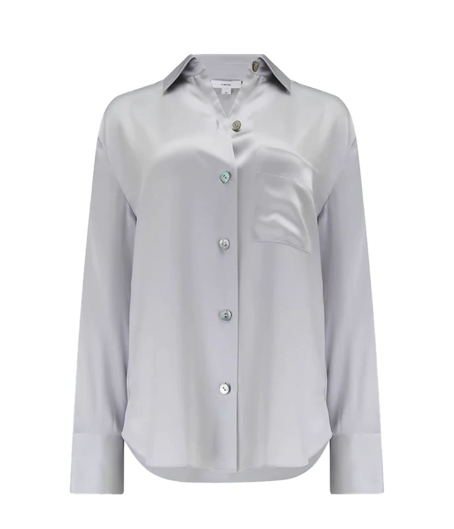 Clothing Vince | Relaxed Long Sleeve Blouse In Silverstone