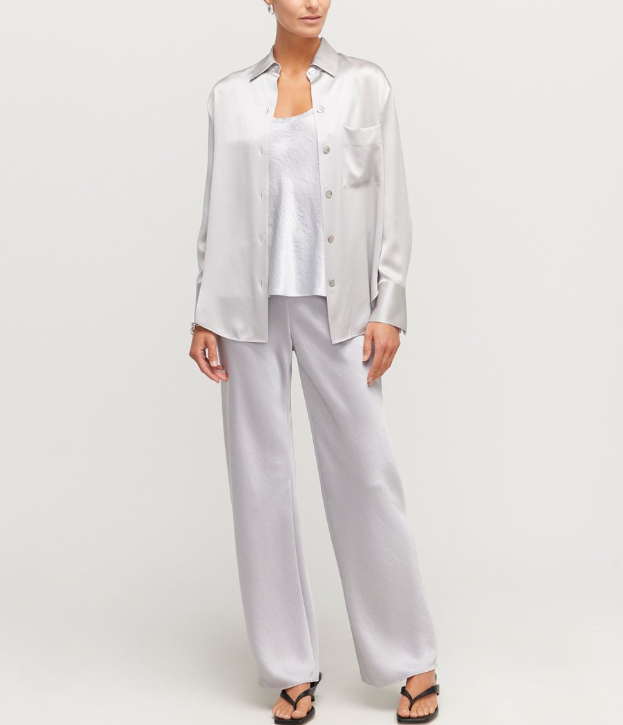 Clothing Vince | Relaxed Long Sleeve Blouse In Silverstone