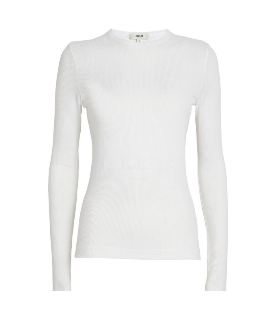 Clothing Agolde | Shona Long Sleeve Fitted Tee In White