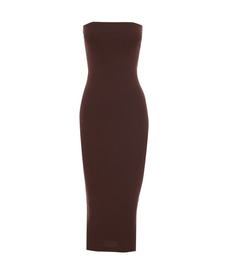 Clothing Flore Flore | Liv Strapless Dress In Choco Plum