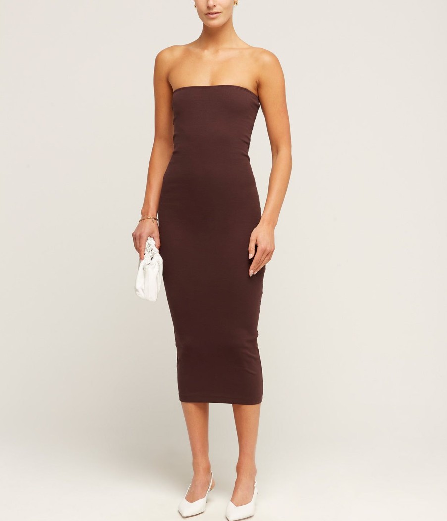 Clothing Flore Flore | Liv Strapless Dress In Choco Plum