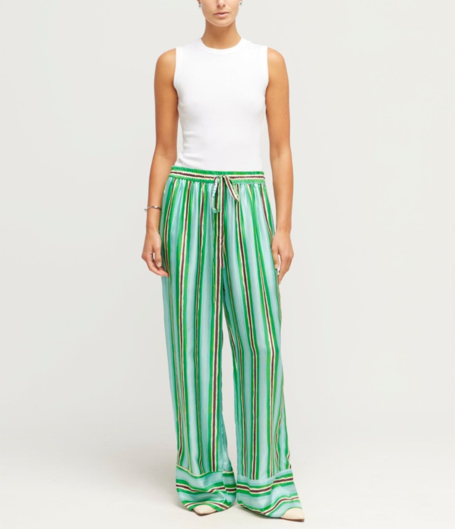 Clothing Lee Mathews | Ellie Tie Waist Pant In Aqua