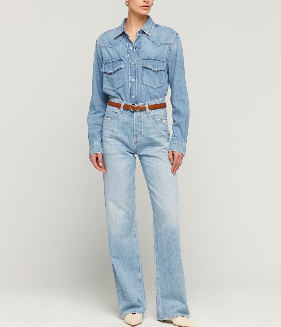 Clothing Citizens Of Humanity | Cropped Western Shirt In Carolina Blue