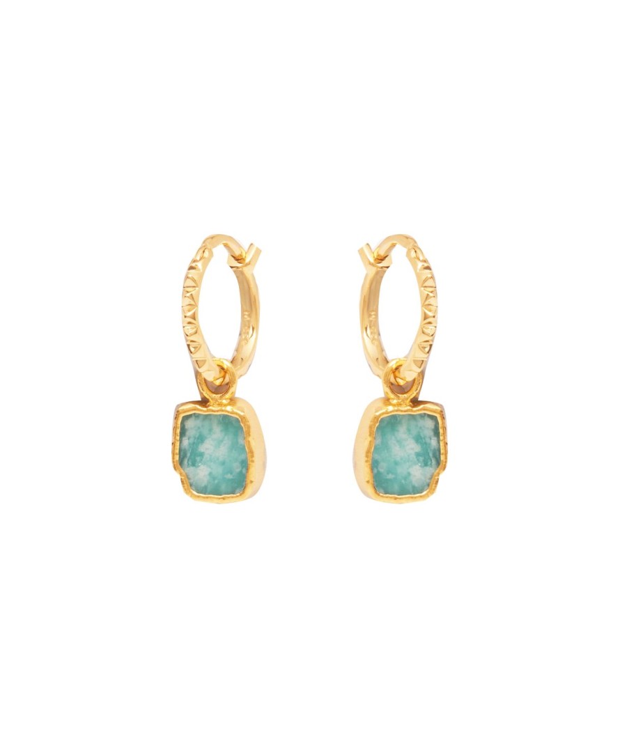 Accessories Missoma | Amazonite Mini Charm Pyramid Hoops In Gold