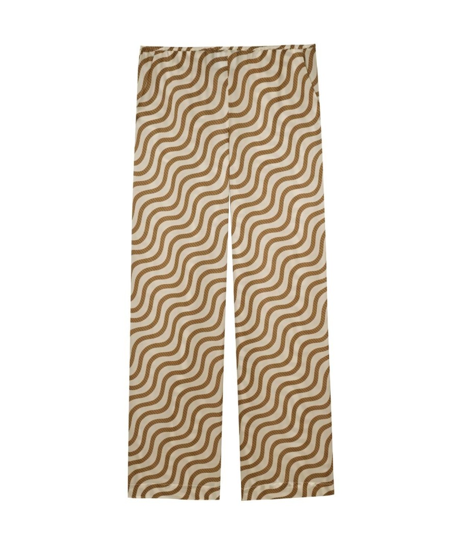 Clothing Yaitte | Fiji Silk Blend Trouser In Sand Wave Stripe