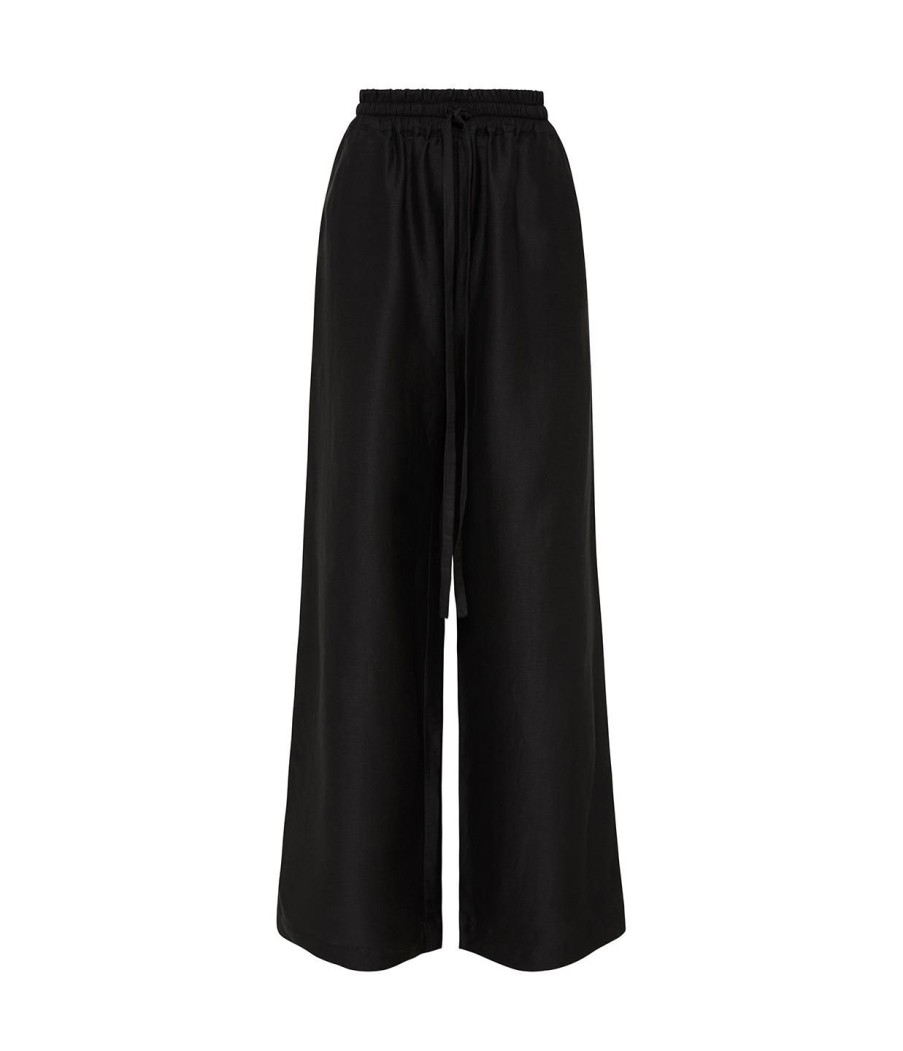 Clothing Bondi Born | Bormio Linen Blend Pant In Black