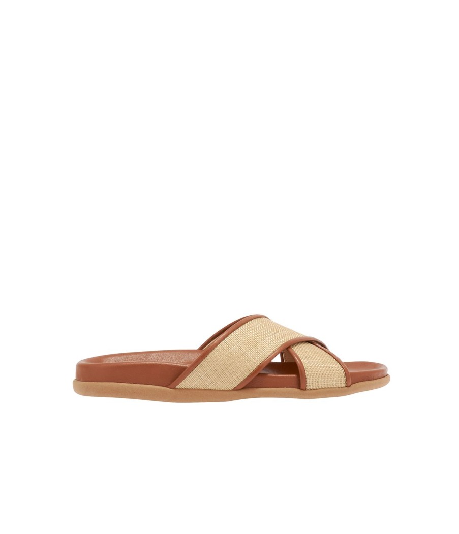 Shoes Ancient Greek Sandals | Thais Raffia Footbed Sandal In Lino And Cotto