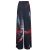 Clothing Louisa Ballou | Wide Leg Silk Satin Pant In Red Silver Flower