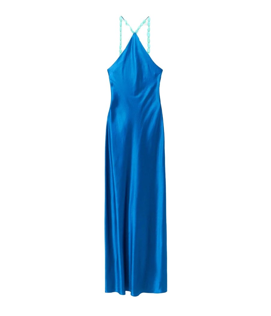 Clothing Staud | Cadence Halterneck Dress In Island Blue