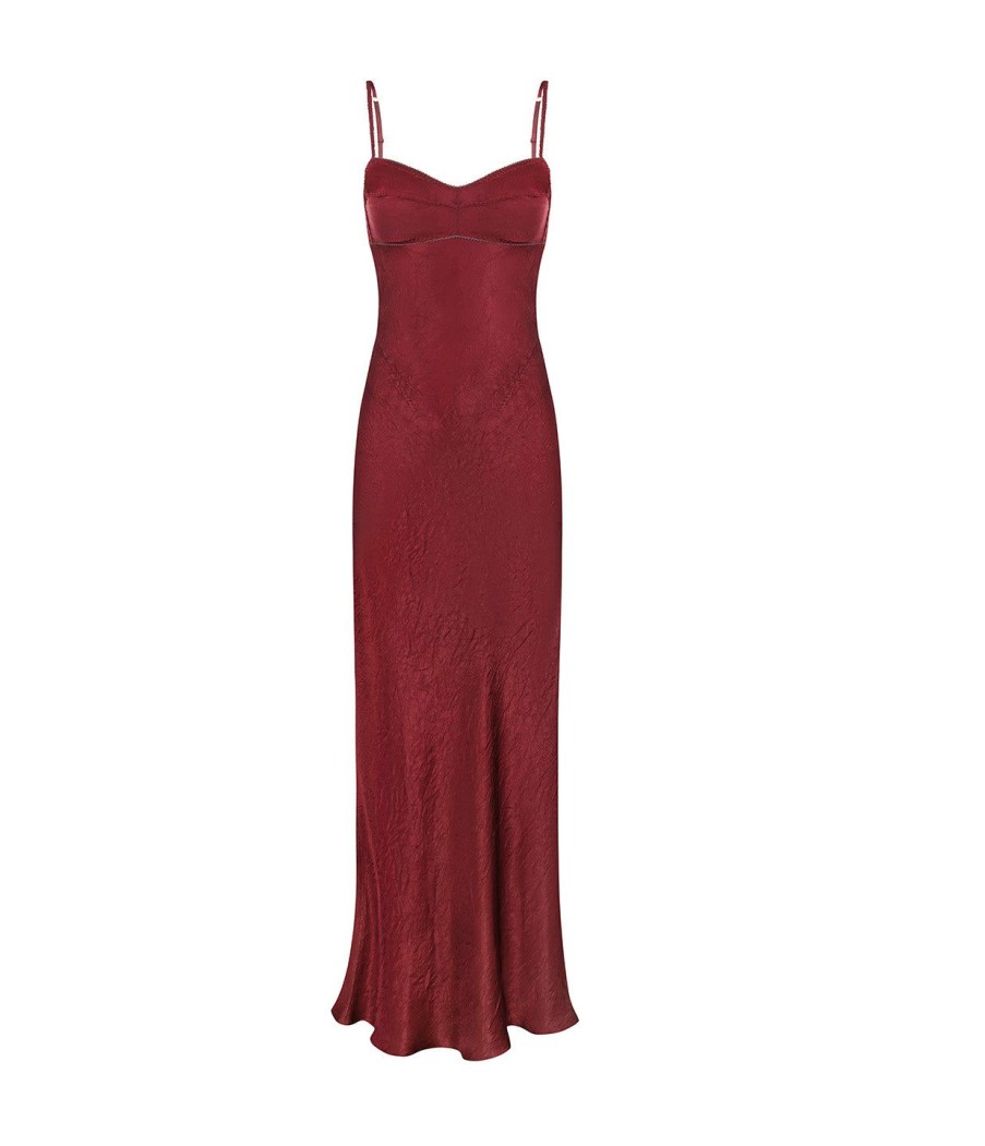 Clothing Anna October | Bustier Slip Maxi Dress In Burgundy