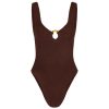 Clothing Hunza G | Celine Swimsuit In Metallic Chocolate