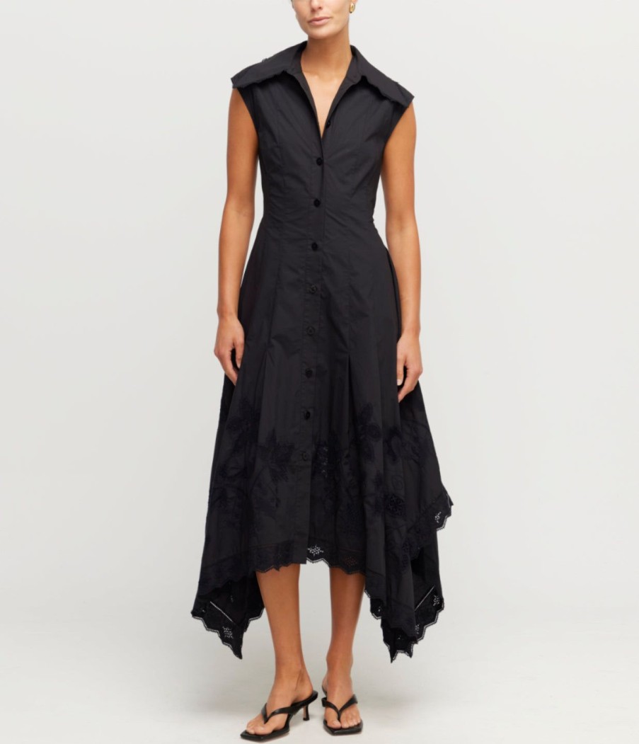 Clothing Lee Mathews | Victoria Button-Up Dress In Black