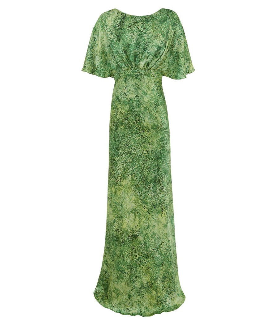 Clothing Saloni | Winona Bias Cut Dress In Thistledown Verte