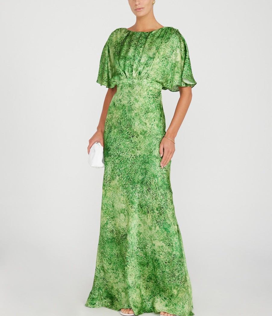 Clothing Saloni | Winona Bias Cut Dress In Thistledown Verte