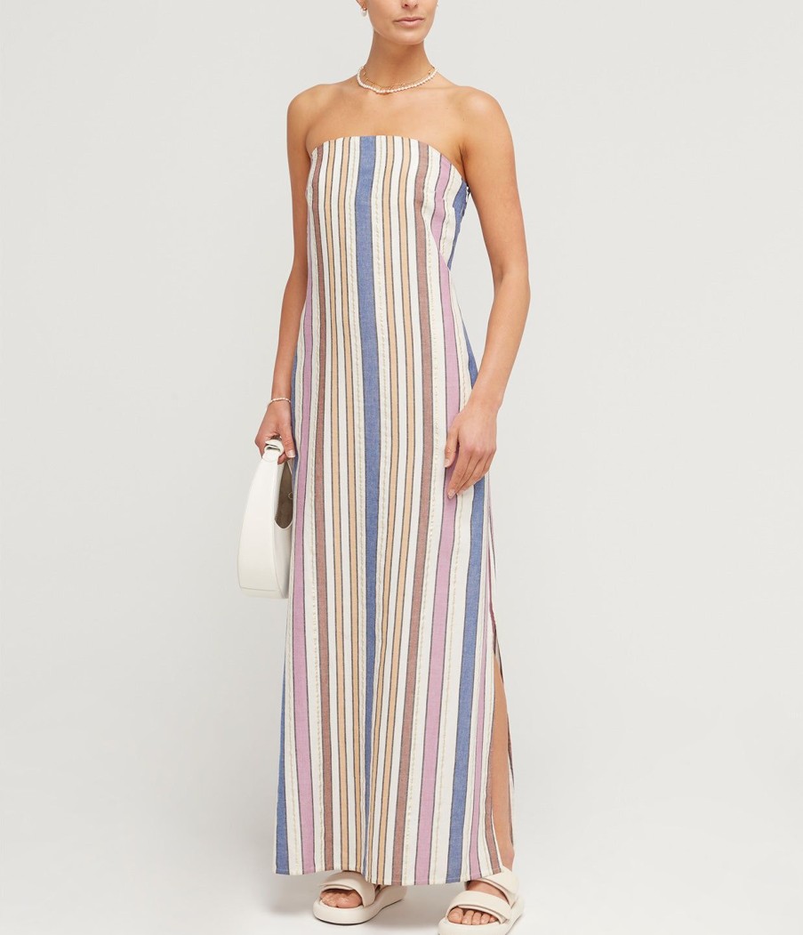 Clothing Ilio nema | Dione Strapless Maxi Dress In Naxos Stripe