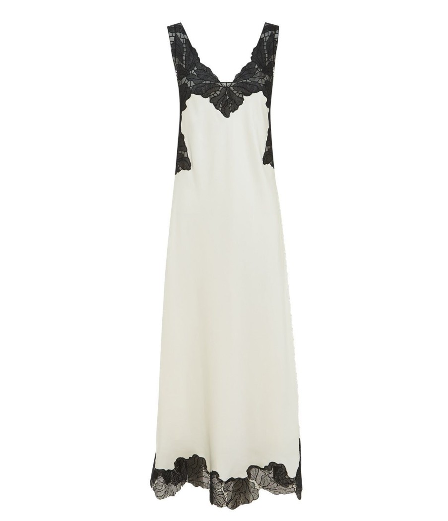 Clothing Simkhai | Gwynn V-Neck Midi Dress In Ivory And Black